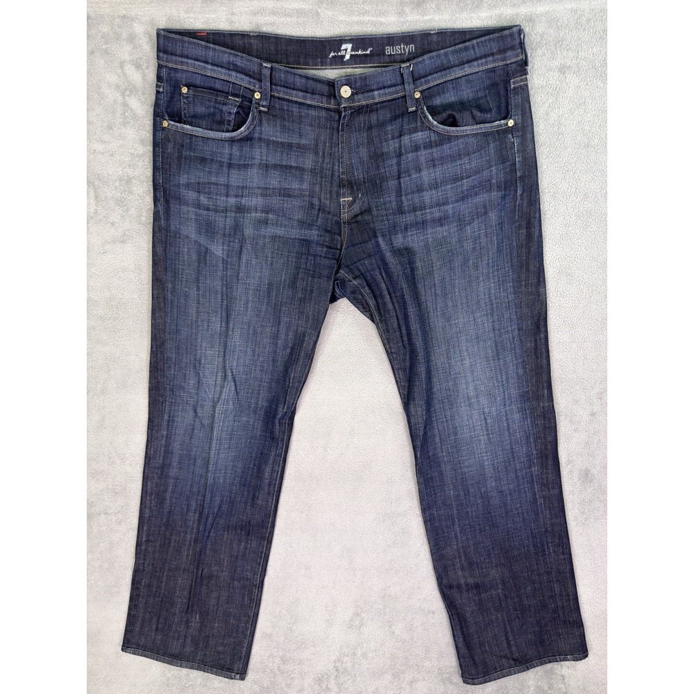 7 For All Mankind Jeans Mens 38x33 Blue Austyn Straight Relaxed Dark Wash Denim